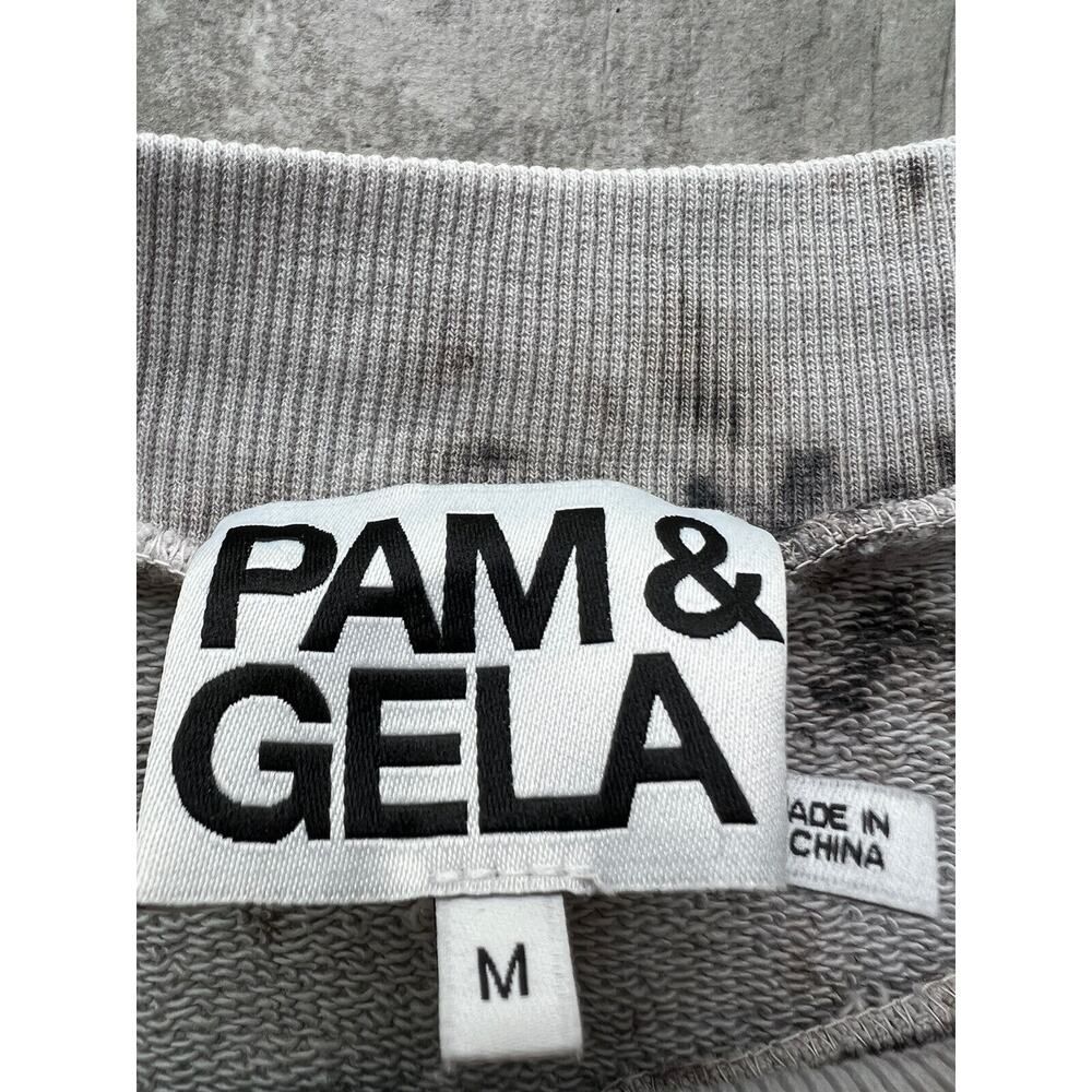 $226 Pam & Gela Women's Gray Long Sleeve Tie Dye Sweatshirt Pullover Top Size M - Picture 6 of 11